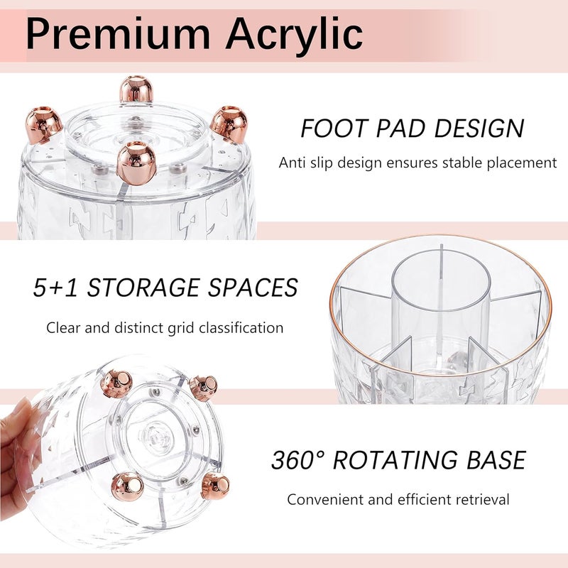 Dimonluce Rose Gold Desk Accessories, Office Supplies Desk Organizers 360°Pen Holder Acrylic Stapler Set, Phone Holder, Ballpoint Pen, Scissor, Binder Clips, Ruler, Transparent Glue, Sticky Note and Staples. - Image 2